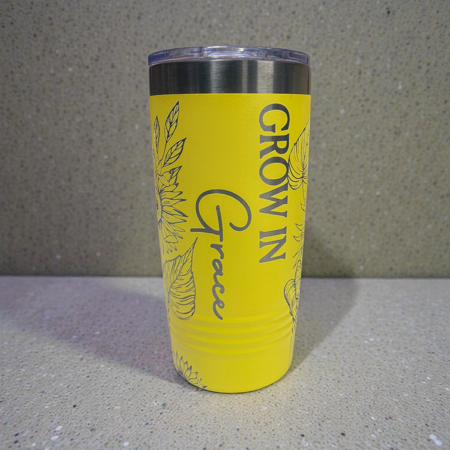Grow in Grace | Sunflower Engraved Tumbler