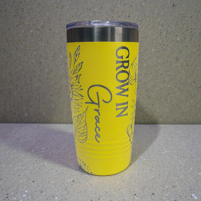 Grow in Grace | Sunflower Engraved Tumbler