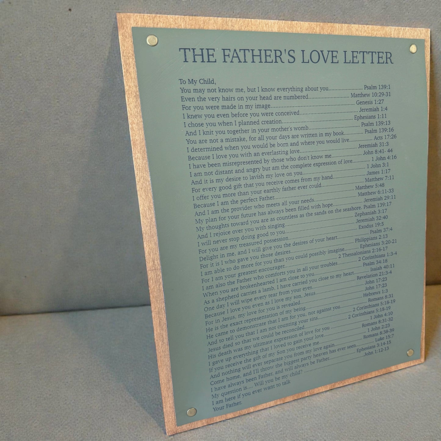 The Father’s Love Letter Engraved Wood Sign | Christian Wall Art