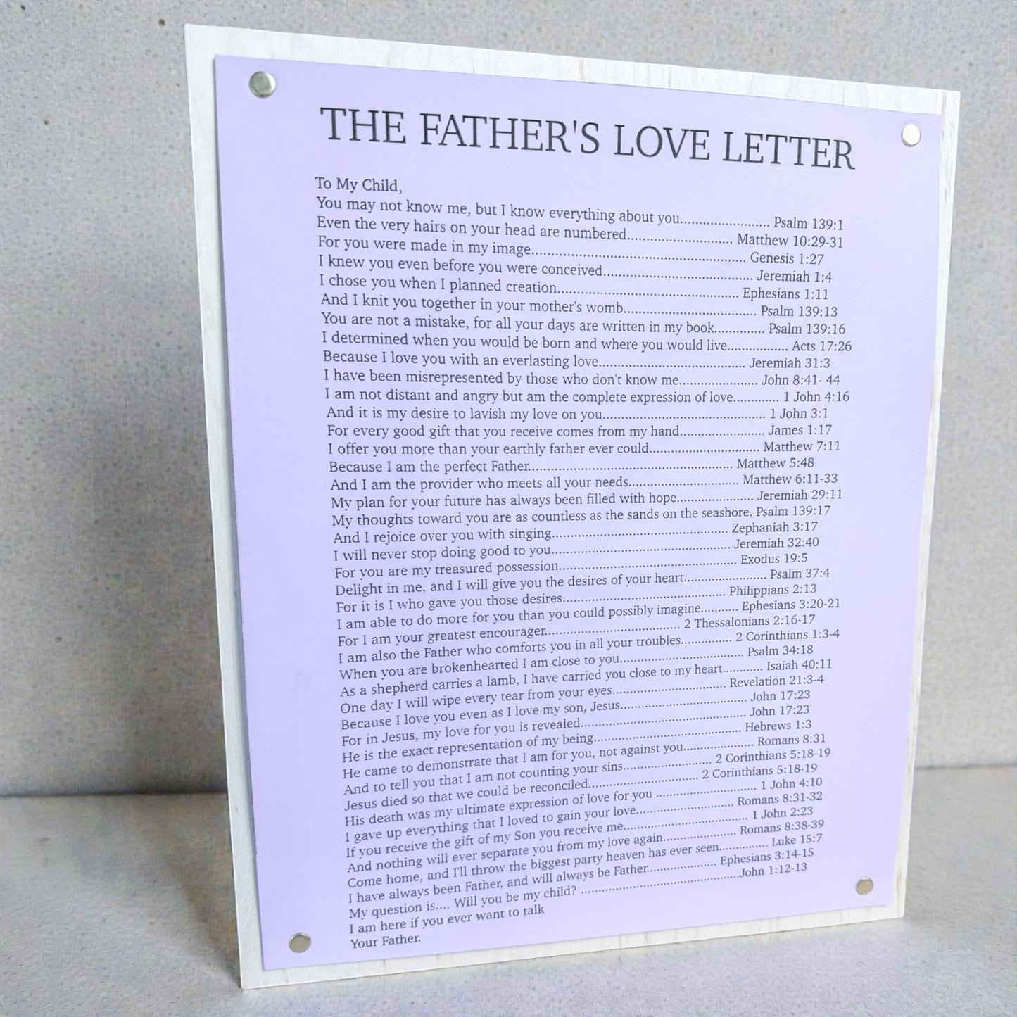 The Father’s Love Letter Engraved Wood Sign | Christian Wall Art