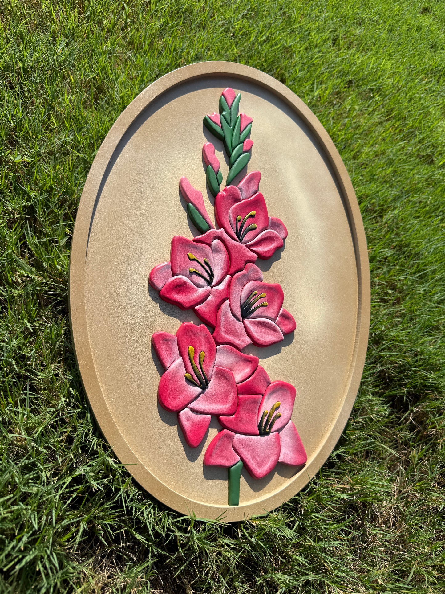 Gladiolus Wood Art – Handcrafted Birth Flower August