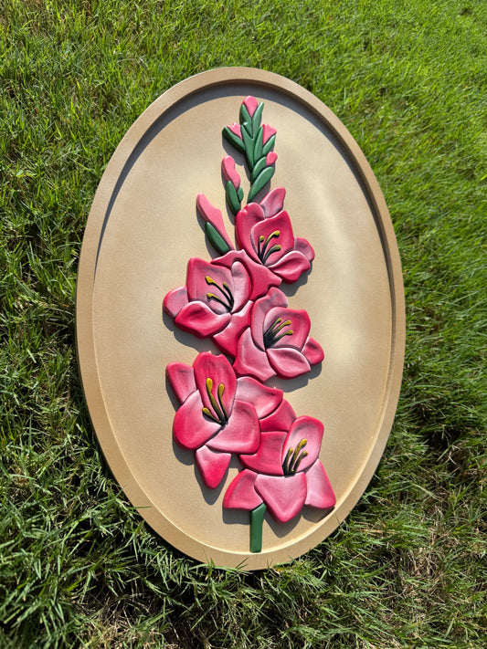 Gladiolus Wood Art – Handcrafted Birth Flower August