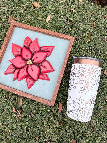 Poinsettia Bloom | Dimensional Wood Floral Art