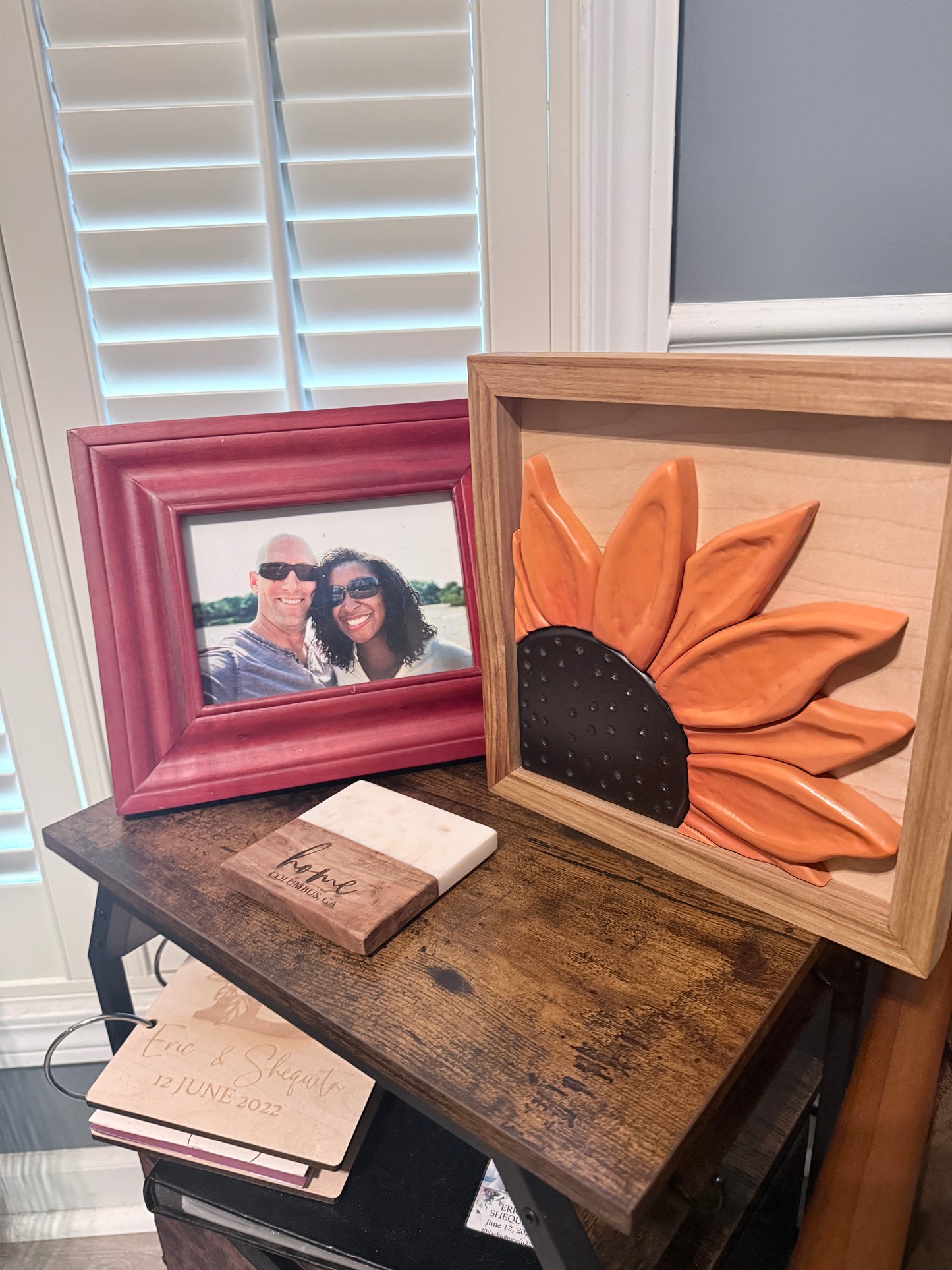 Carved Sunflower Wood Art | Framed Botanical Wall Decor