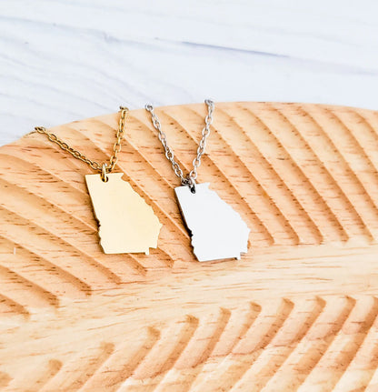 Georgia State Necklace – Cherokee Rose Engraving