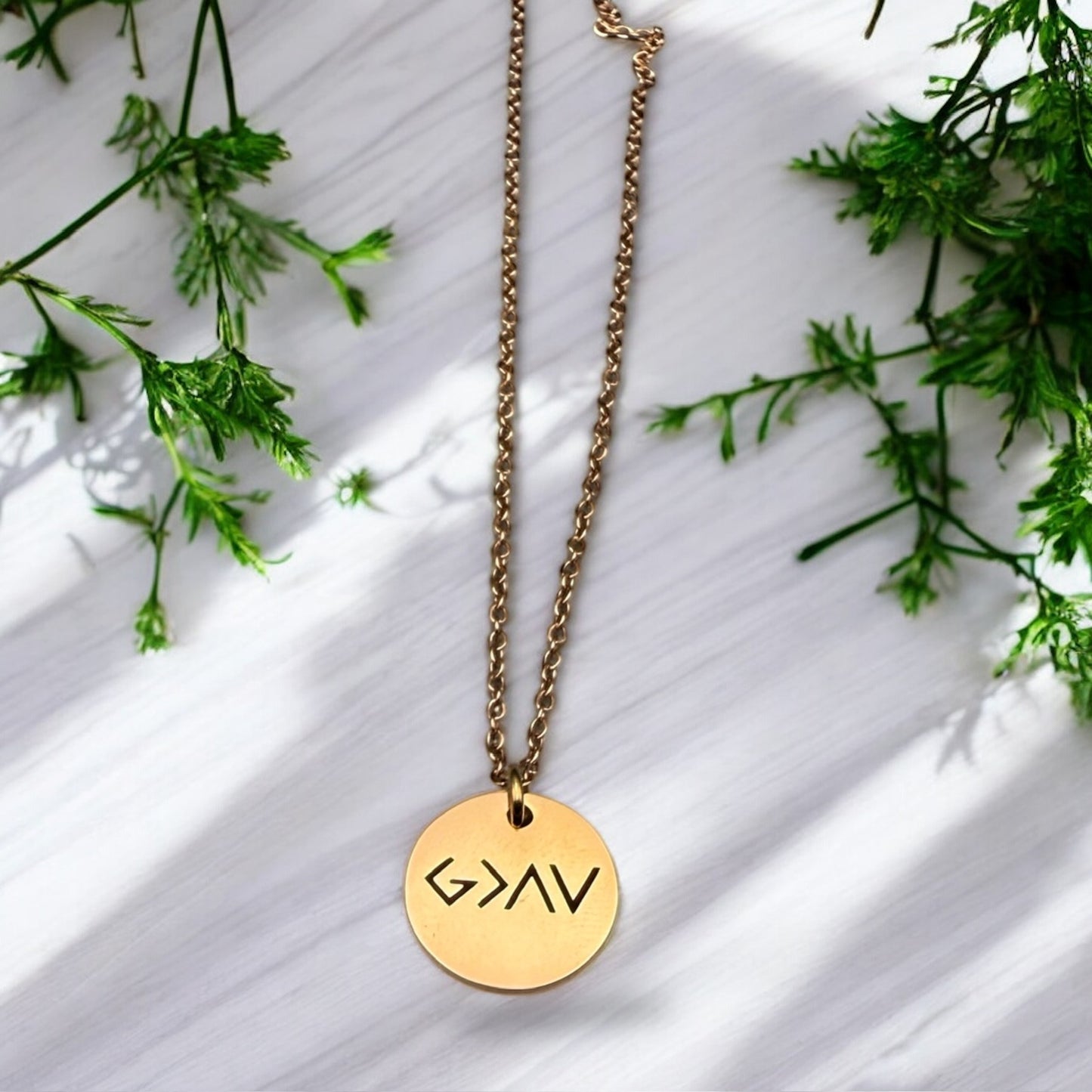 God Is Greater Than The Highs and Lows Engraved Disk Necklace