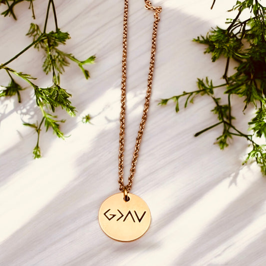 God Is Greater Than The Highs and Lows Engraved Disk Necklace