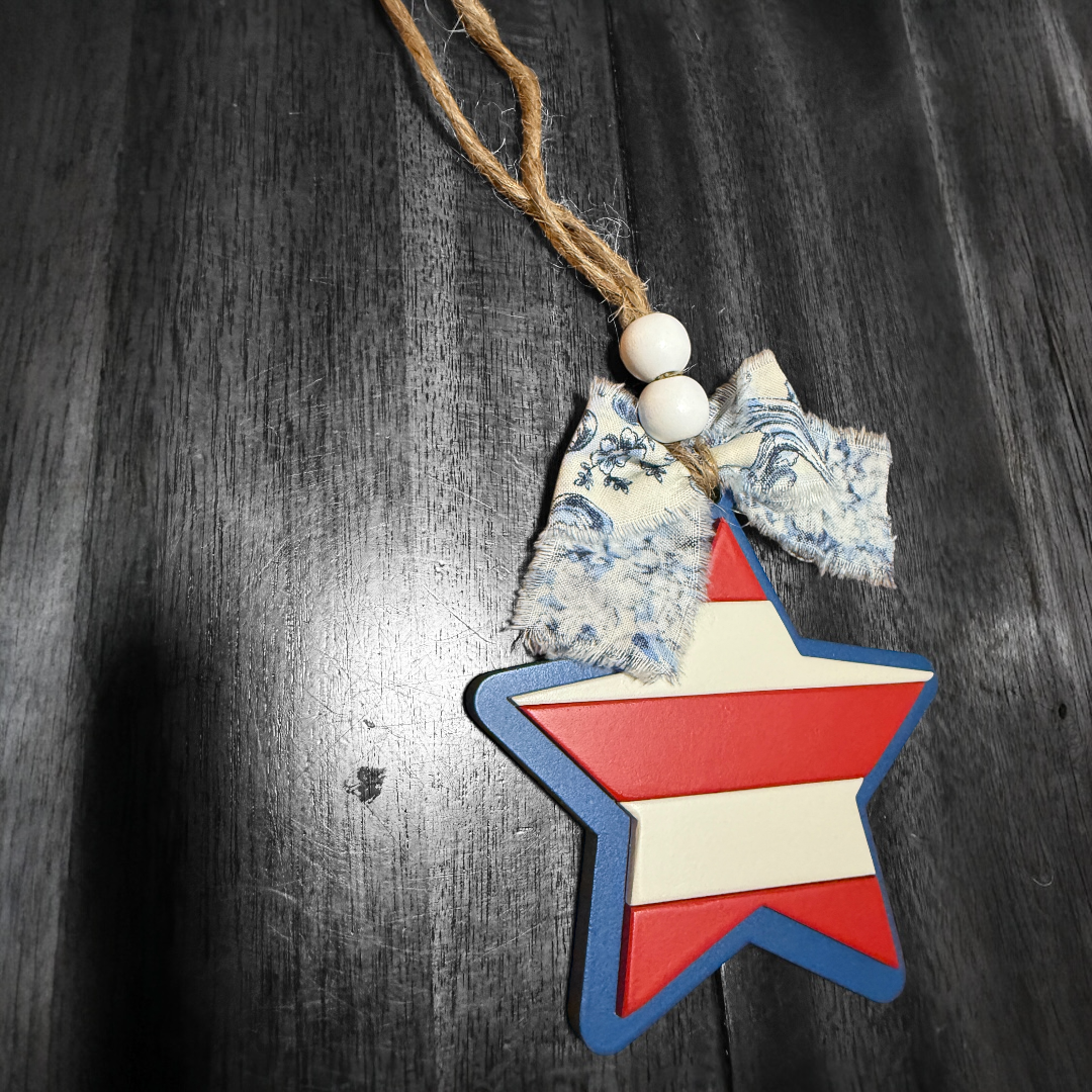 "Stripes of Freedom" – Patriotic Star Charm| Patriotic Decor