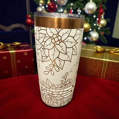 Festive Poinsettia Engraved Tumbler