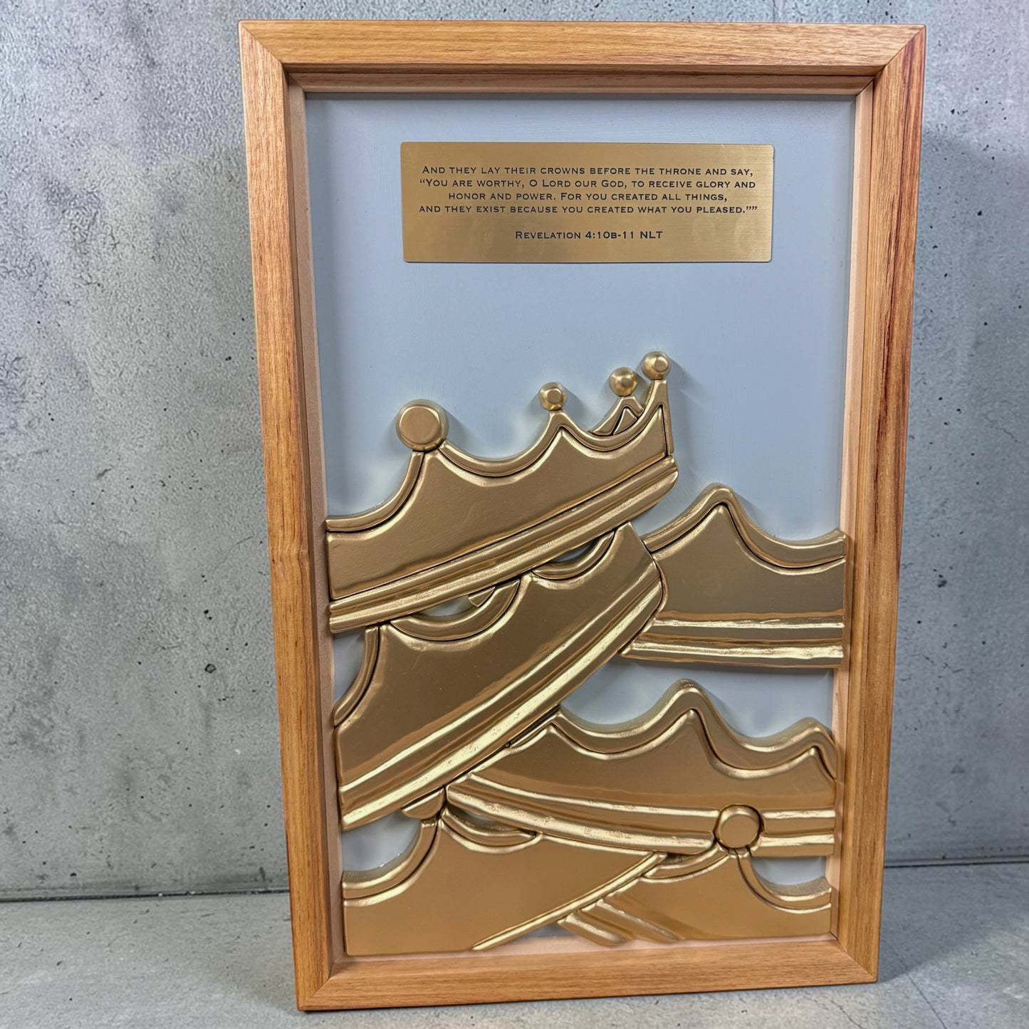 Victory Realized Christian Wall Art | Revelation 4:10-11 Inspired Scripture Decor | Providence Collection