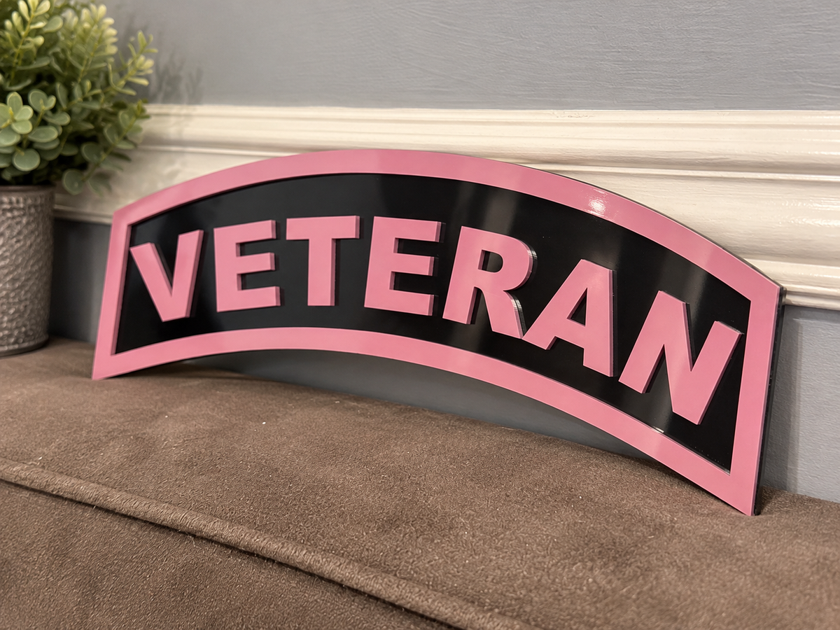 Veteran or Retired Acrylic Sign – Custom Color Military Wall Decor, 12"