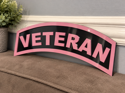 Veteran or Retired Acrylic Sign – Custom Color Military Wall Decor, 12"