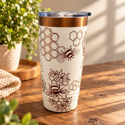Honeycomb & Bees Engraved Tumbler – Proverbs 16:24, 20 oz
