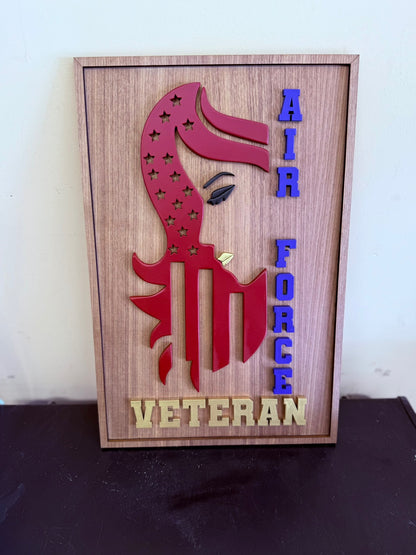 Custom Female Veteran or Military Spouse Wood Sign – DEPOSIT Listing Only