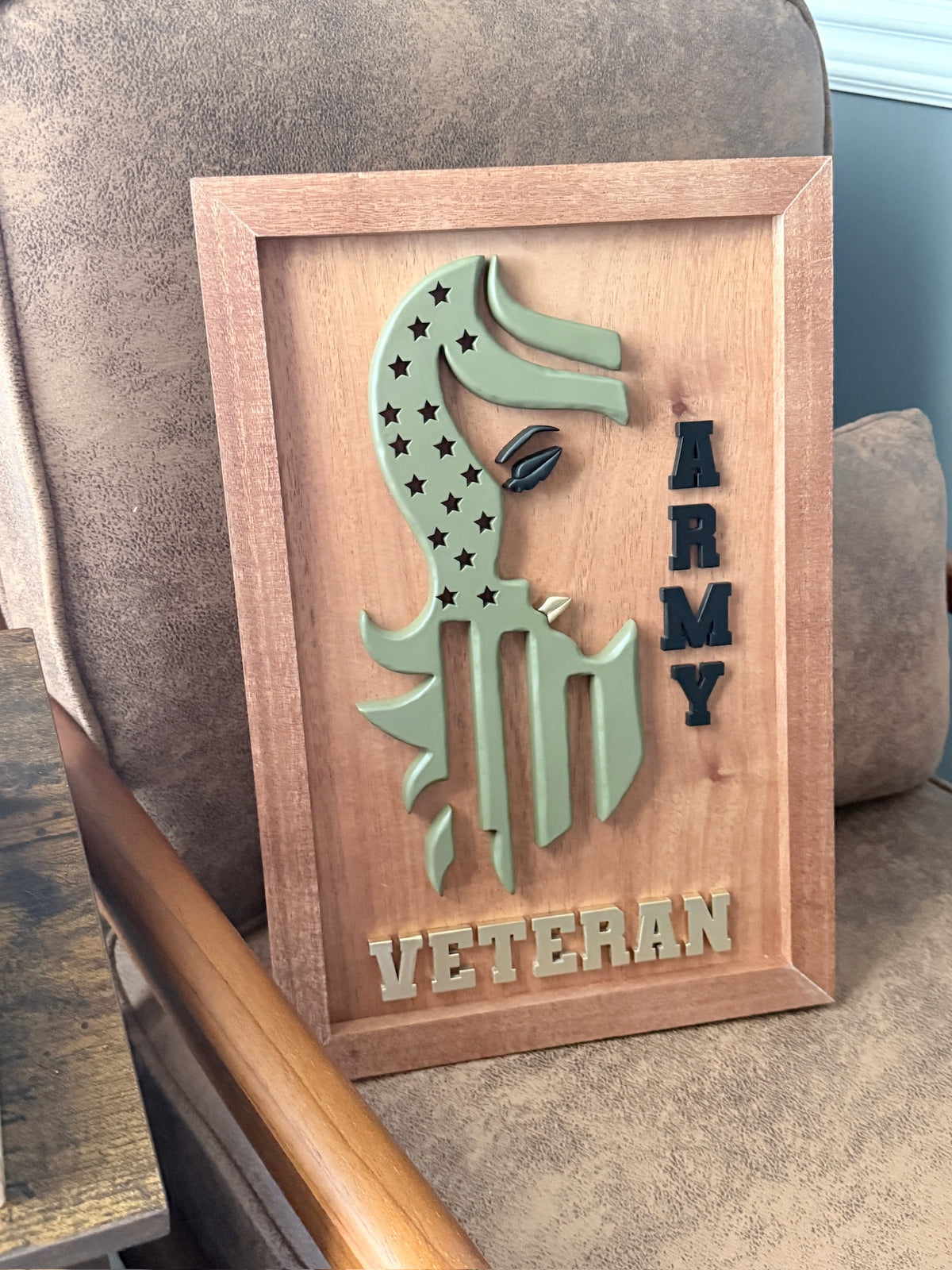 Custom Female Veteran Art | Dimensional Wood Art (Design Deposit)