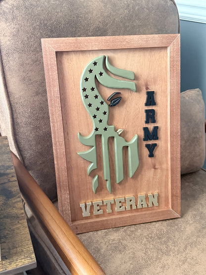 Custom Female Veteran Art | Dimensional Wood Art (Design Deposit)