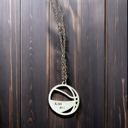 Collar de baloncesto grabado, colgante de baloncesto, regalo de entrenador, joyería de acero inoxidable, regalo personalizado para jugador de baloncesto, regalo de temporada