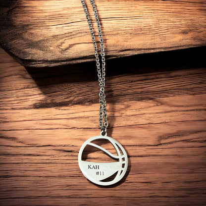 Collar de baloncesto grabado, colgante de baloncesto, regalo de entrenador, joyería de acero inoxidable, regalo personalizado para jugador de baloncesto, regalo de temporada