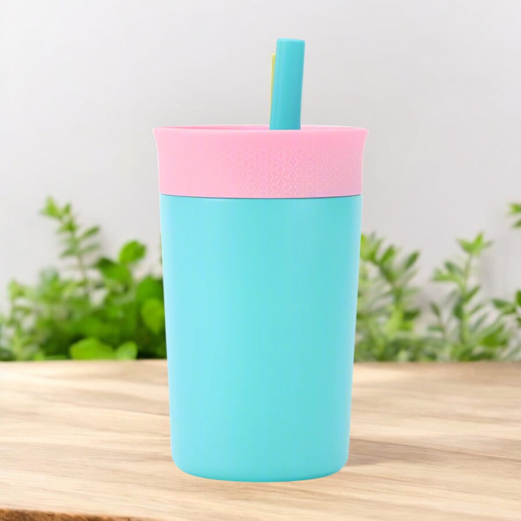 12 oz Spill-Resistant Tumbler with Straw – Kid-Friendly, Durable, and Colorful