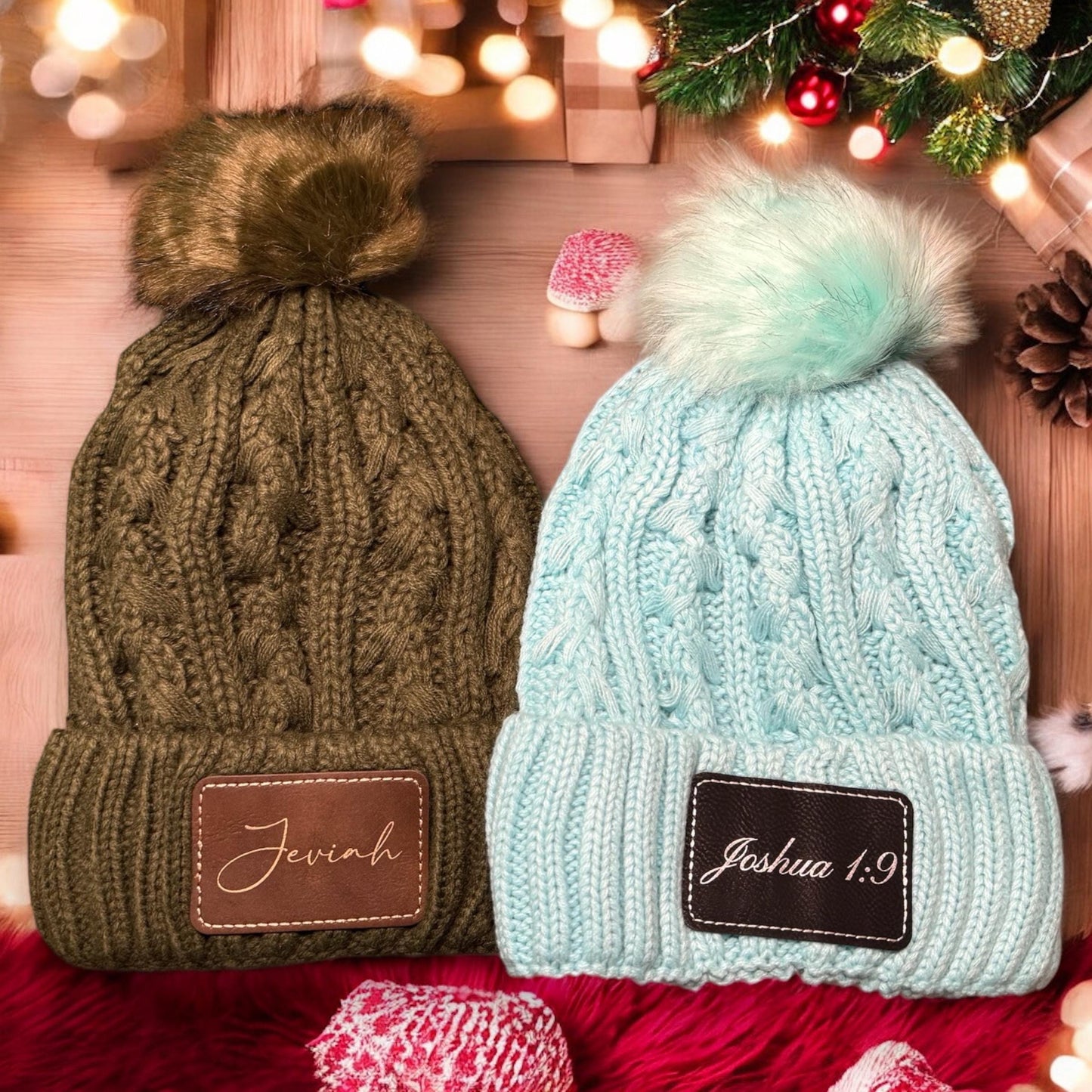 Gorro de invierno personalizado con parche de cuero, gorro promocional para negocios, regalo de Navidad para amigos, regalo para mamá o hermana, gorro de punto.