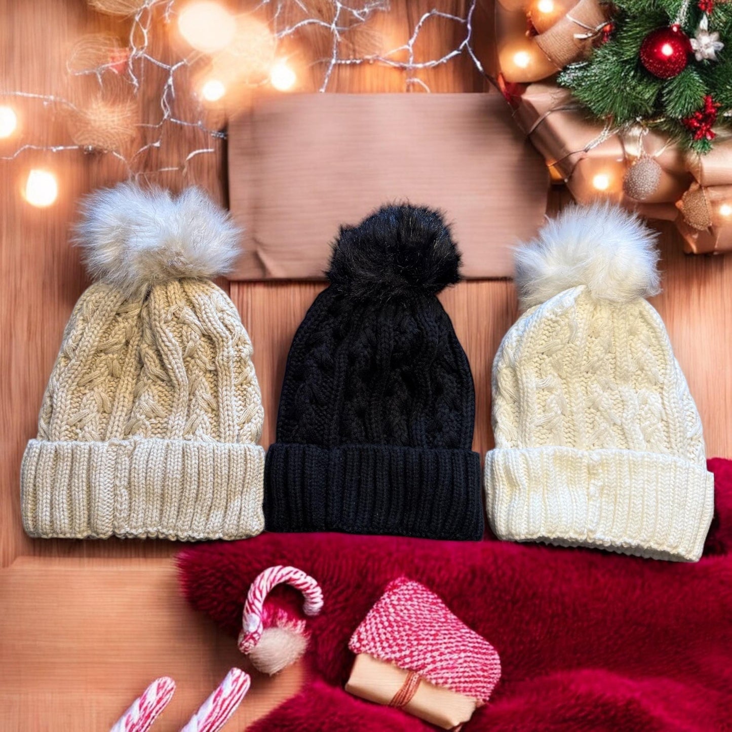Gorro de invierno personalizado con parche de cuero, gorro promocional para negocios, regalo de Navidad para amigos, regalo para mamá o hermana, gorro de punto.