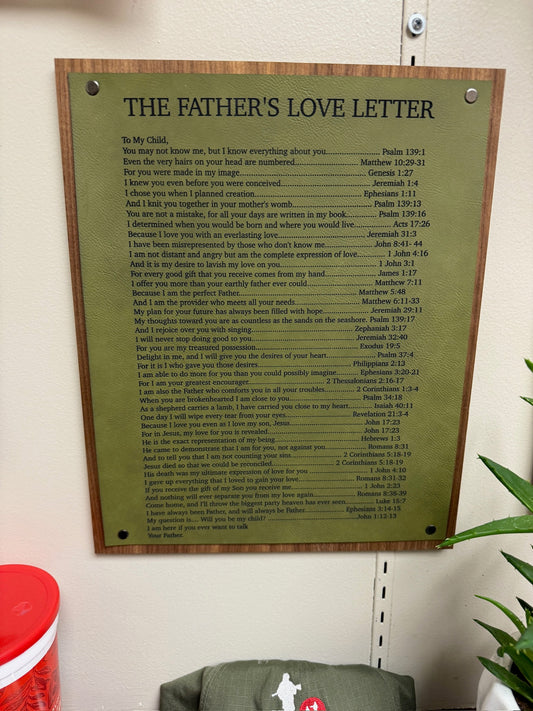 The Father’s Love Letter Engraved Wood Sign | Christian Wall Art