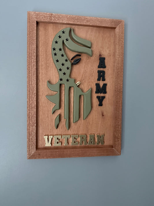 Custom Female Veteran Art | Dimensional Wood Art (Design Deposit)