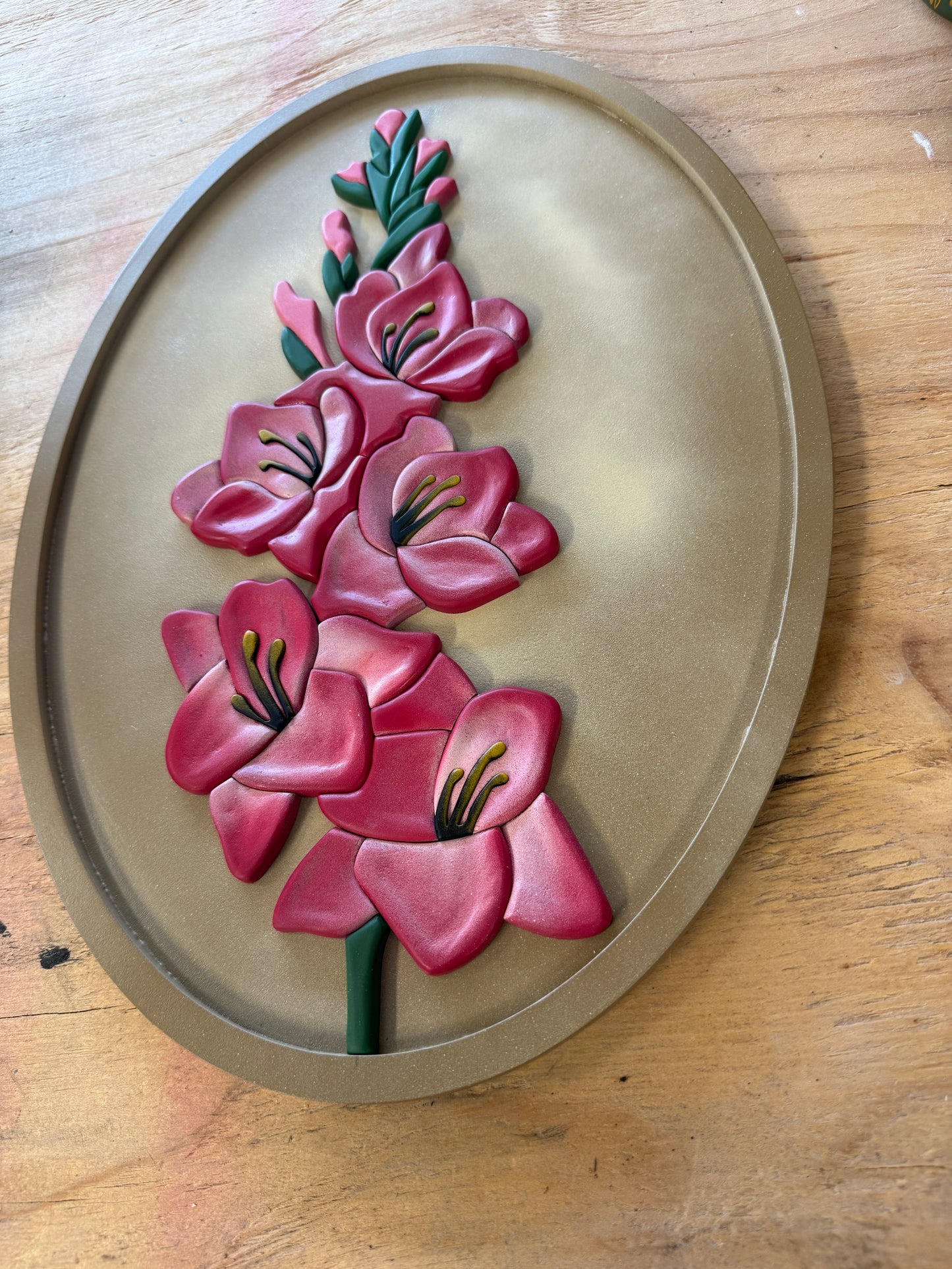 Gladiolus Wood Art – Handcrafted Birth Flower August