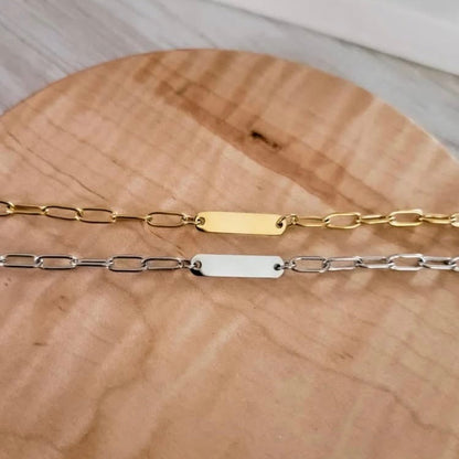 Personalized Paperclip Chain Bracelet – Custom Word Engraving