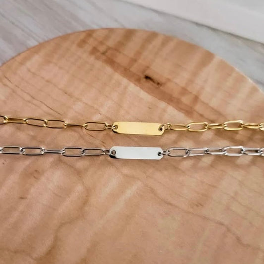 Personalized Paperclip Chain Bracelet – Custom Word Engraving