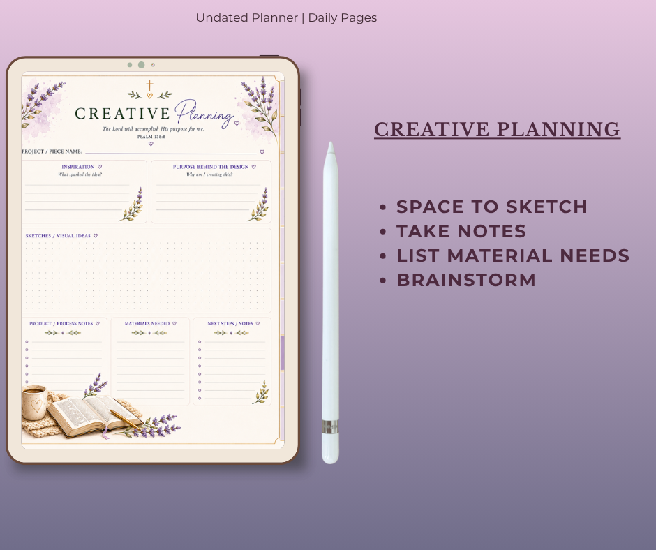 Creating With Purpose | Digital Faith Planner for Christian Women | Bible Study, Prayer, Creative Business & Life Organization