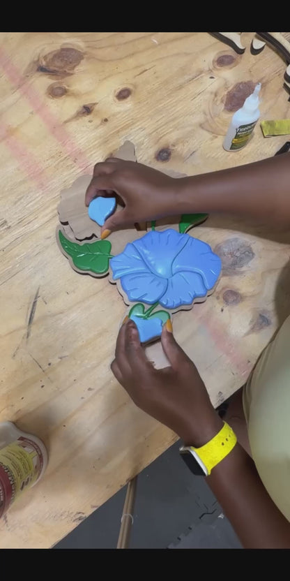 Blue Morning Glory | Dimensional Wood Floral Wall Art