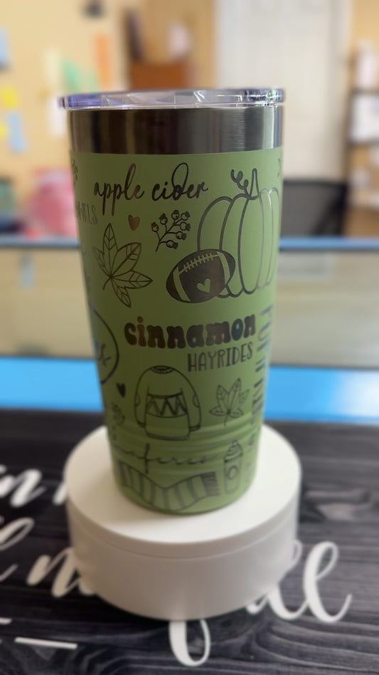 Fall Vibes Engraved Tumbler – 20oz Autumn