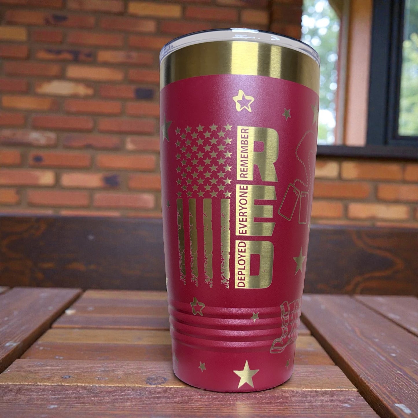 Patriotic Military Engraved Tumbler - R.E.D. (Remember Everyone Deployed)