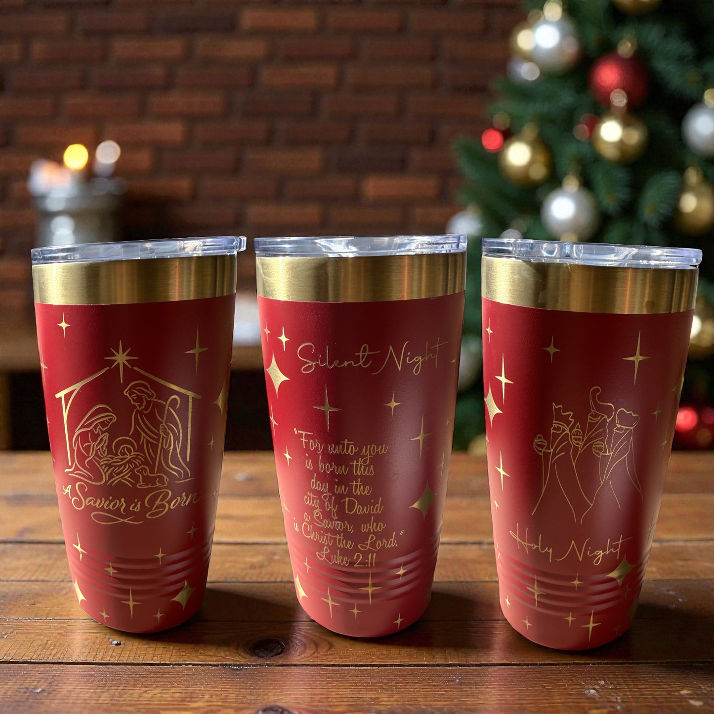 Holy Night Christmas Engraved Tumbler