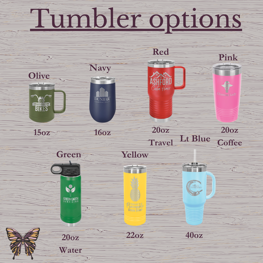 Custom Engraved Tumbler | Personalized Gift | Multiple Sizes & Colors Available